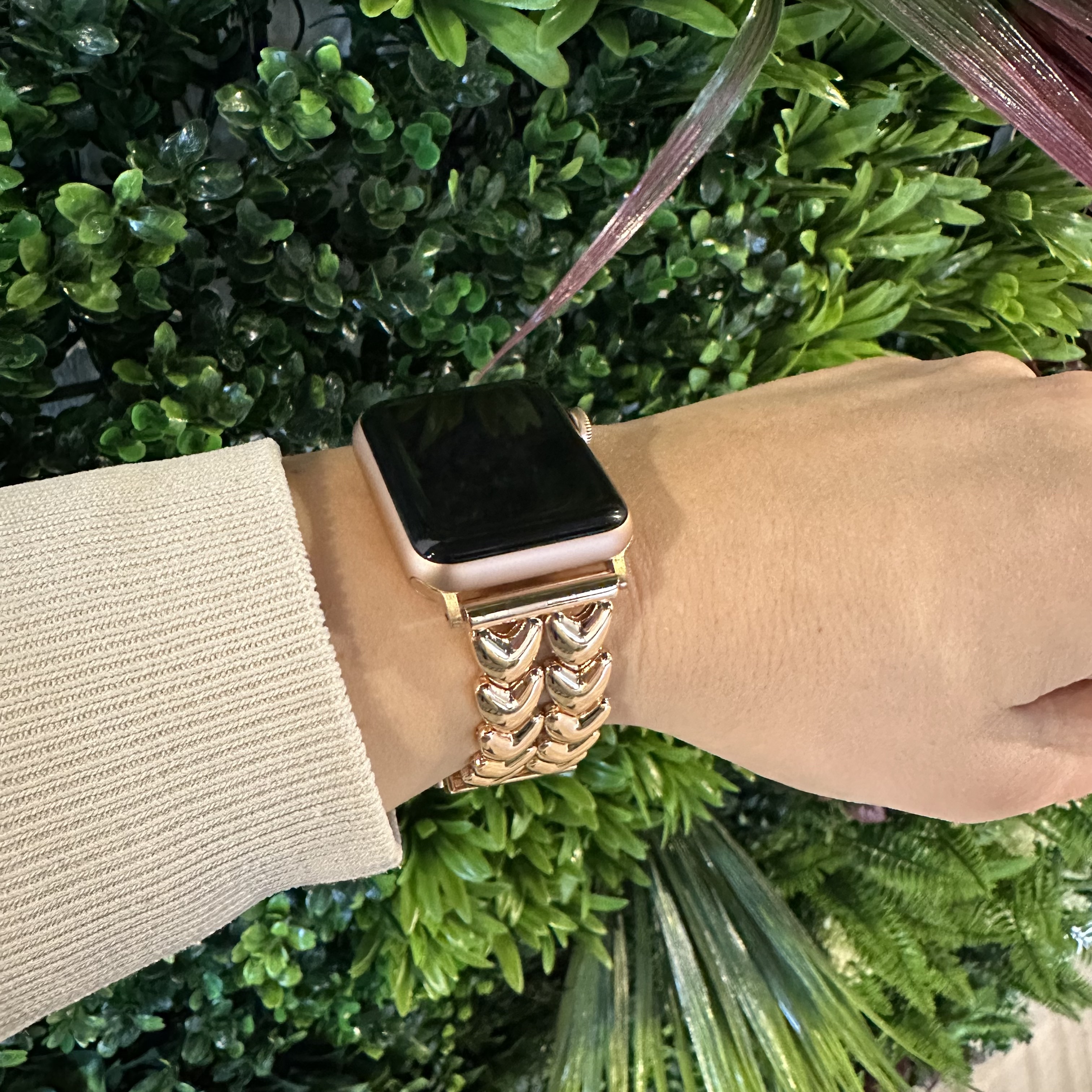 Cinturino a maglie in acciaio a forma di cuore per Apple Watch - oro rosa