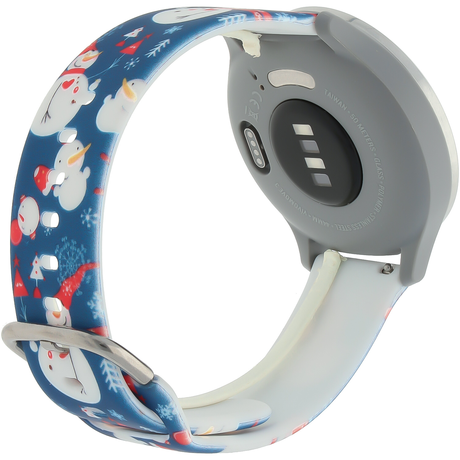 Cinturino sport con stampa per Huawei Watch - pupazzo di neve natalizio blu