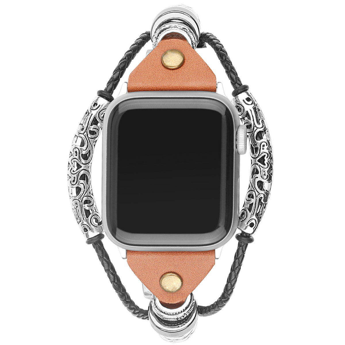 Cinturino gioiello in pelle robusto per Apple Watch - Marrone chiaro