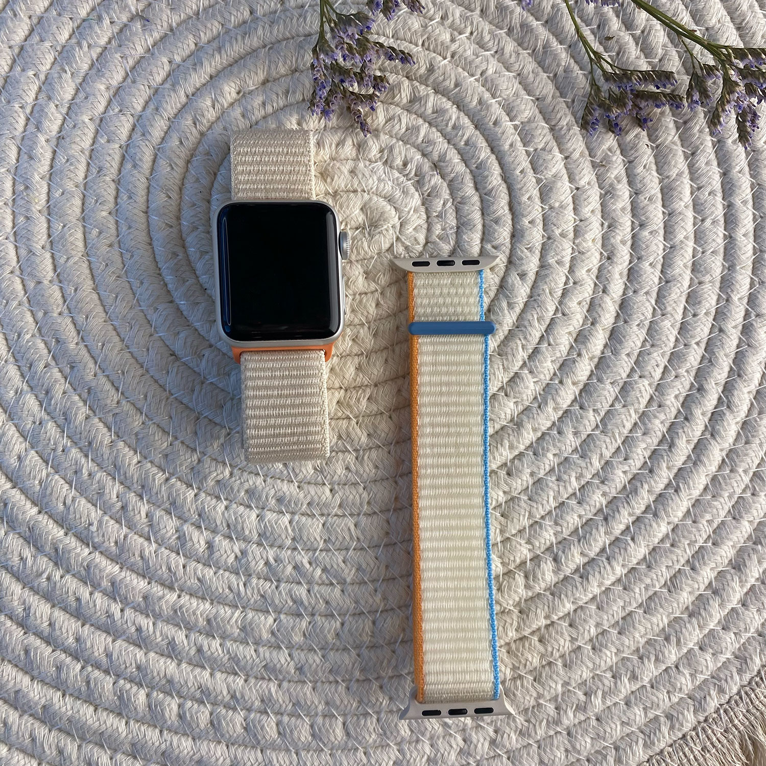 Cinturino trail in nylon per Apple Watch - beige arancione