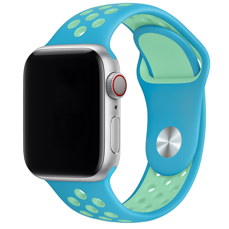 Cinturino doppio sport per Apple Watch - blu cloro verde bagliore