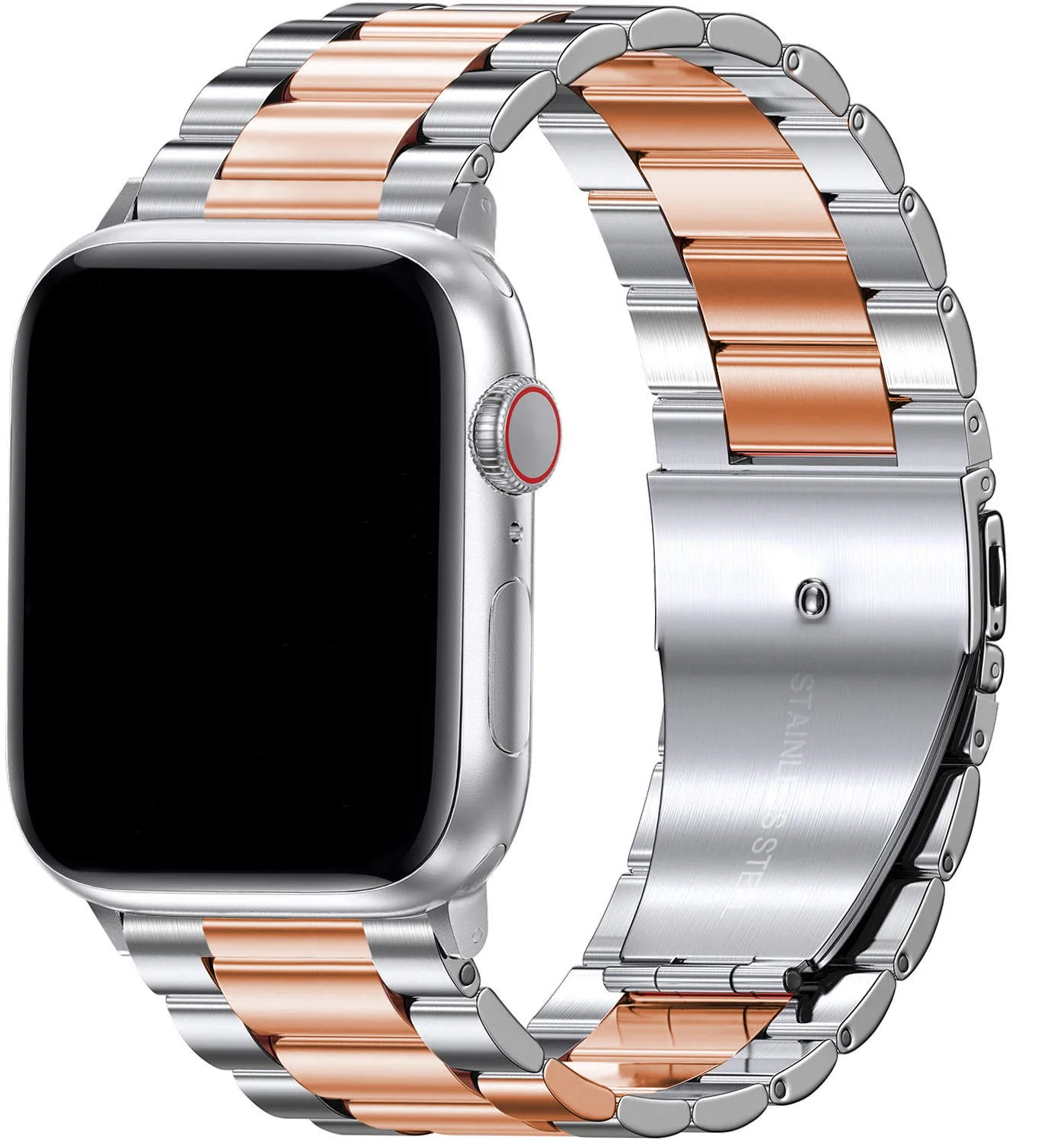 Cinturino a maglie in acciaio con perline per Apple Watch - argento