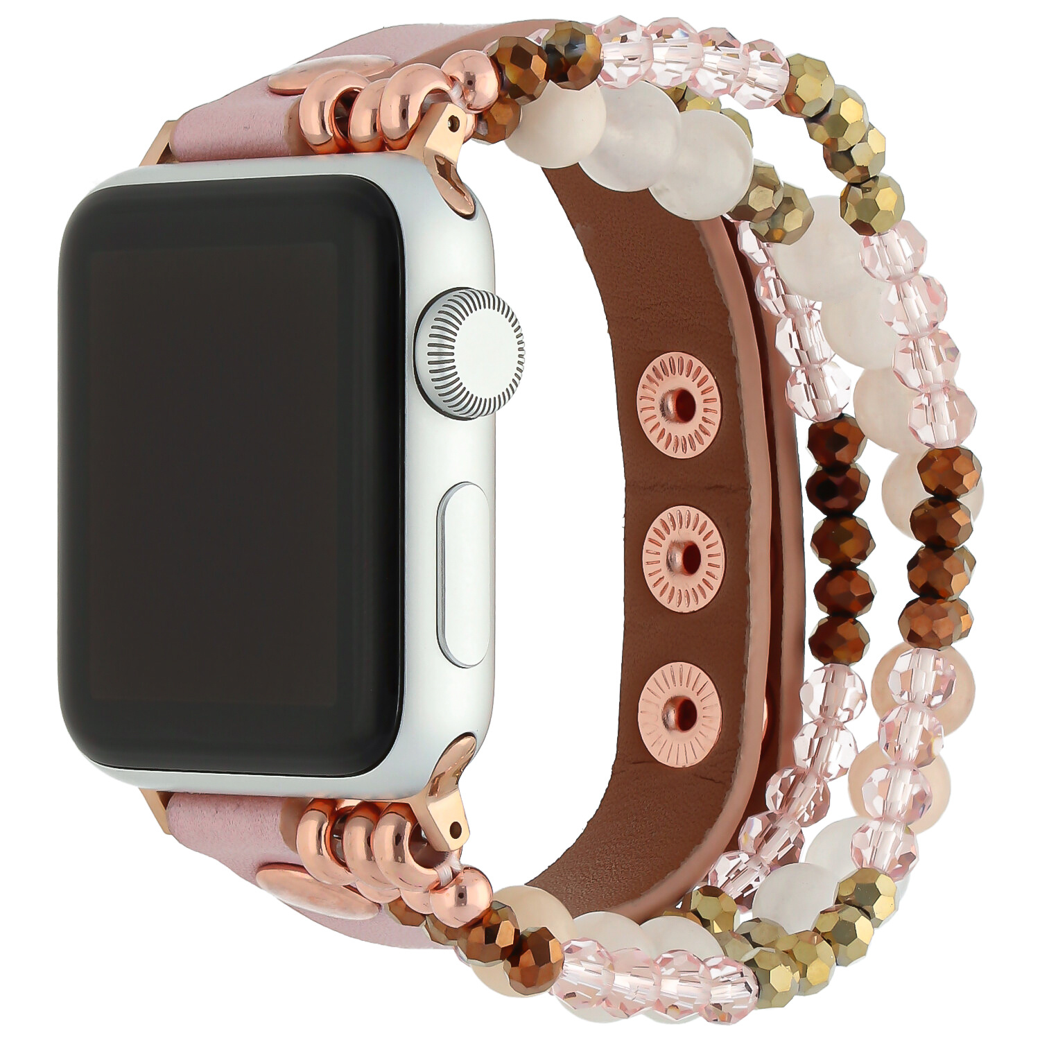 Cinturino gioiello in pelle per Apple Watch - rosa