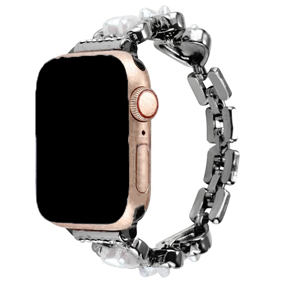 Cinturino a maglie in acciaio a forma di cuore per Apple Watch - Demi nero