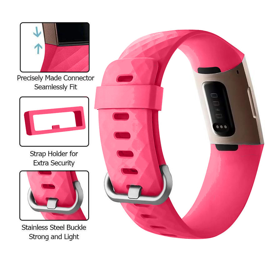 Cinturino sport waffle per Fitbit Charge 3 & 4 - rosa rosso