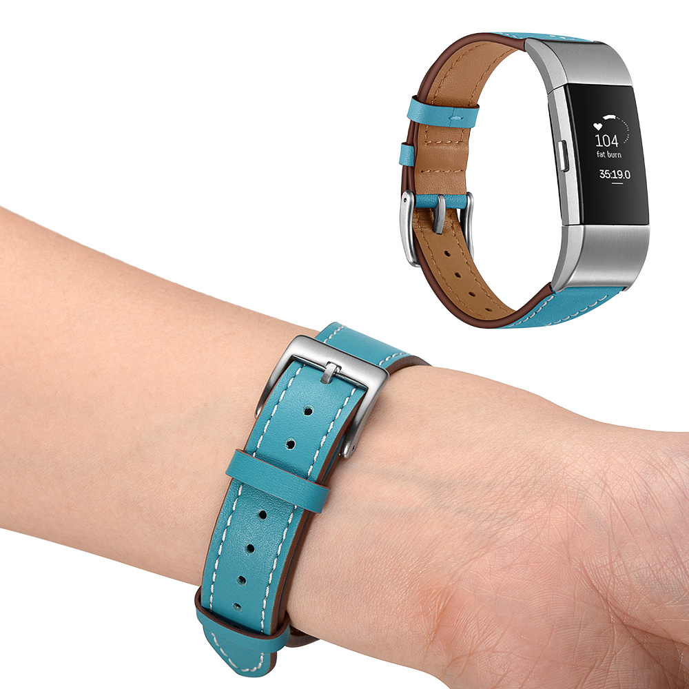 Cinturino in pelle premium per Fitbit Charge 2 - azzurro