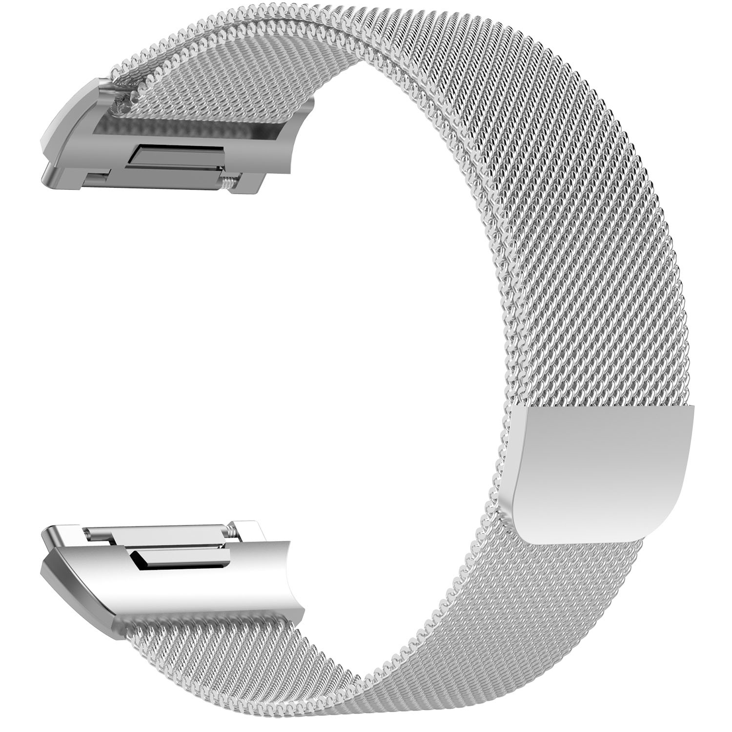 Cinturino loop in maglia milanese per Fitbit Ionic - argento