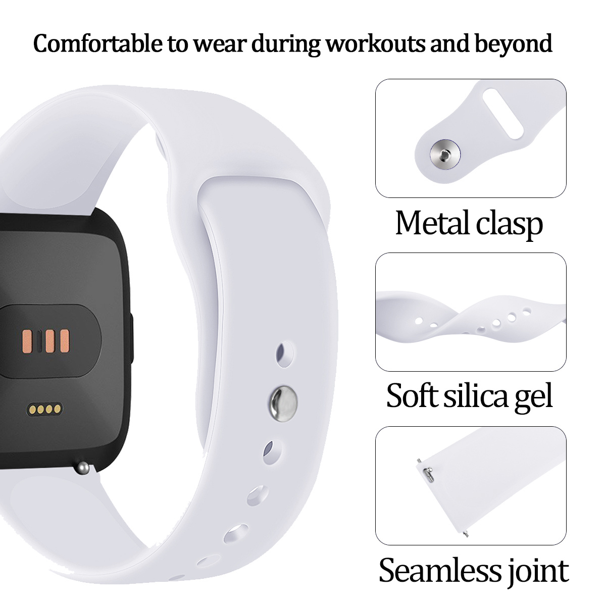 Cinturino sport in silicone per Fitbit Versa - bianco
