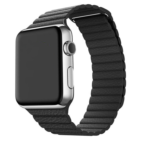 Cinturino a costine in pelle per Apple Watch - nero