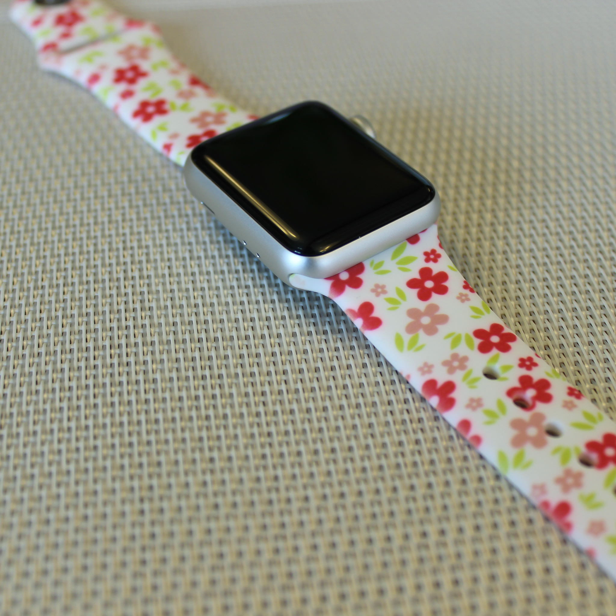 Cinturino sport con stampa per Apple Watch - rosso floreale