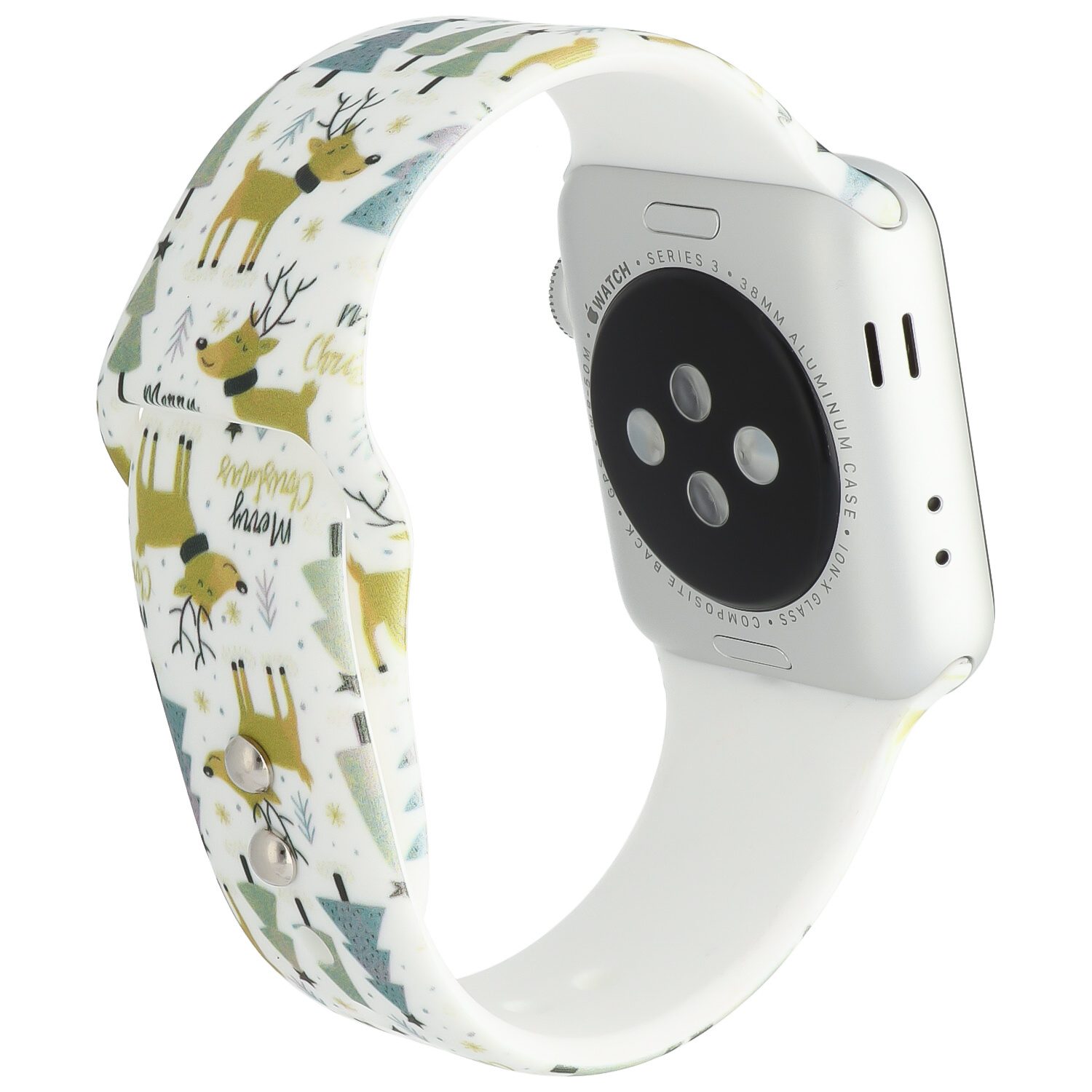 Cinturino sport con stampa per Apple Watch - albero di Natale bianco