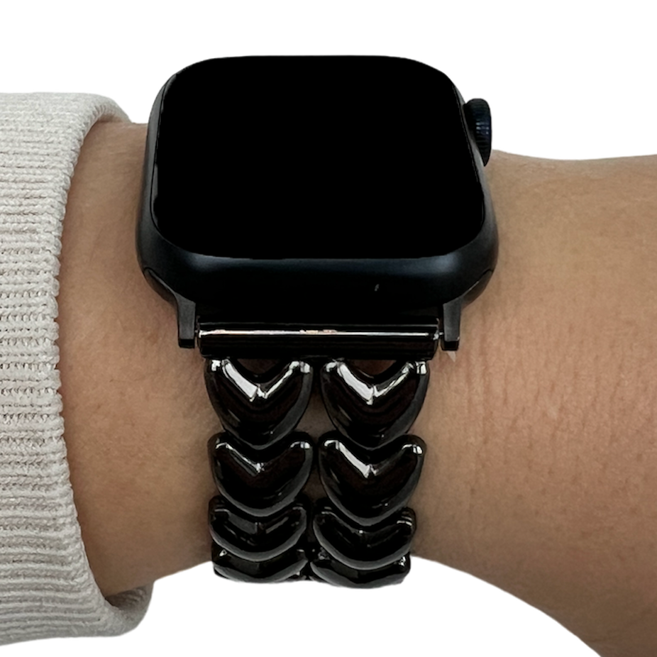 Cinturino a maglie in acciaio a forma di cuore per Apple Watch - nero
