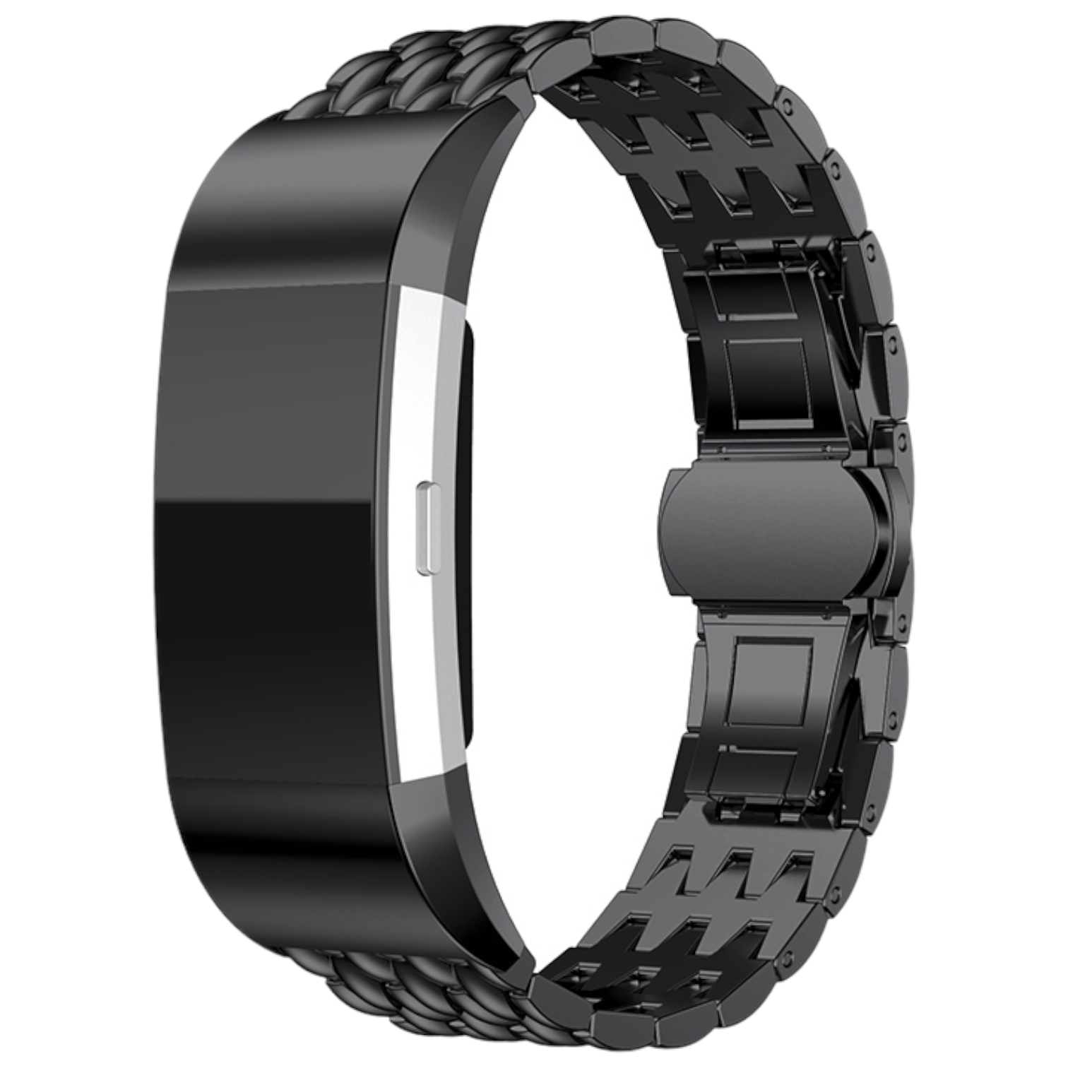 Cinturino a maglie in acciaio con drago per Fitbit Charge 2 - nero