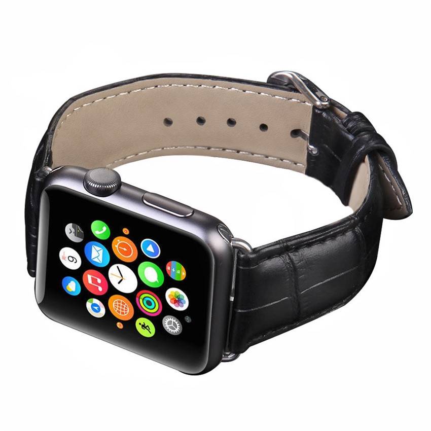 Cinturino in pelle di coccodrillo per Apple Watch - nero