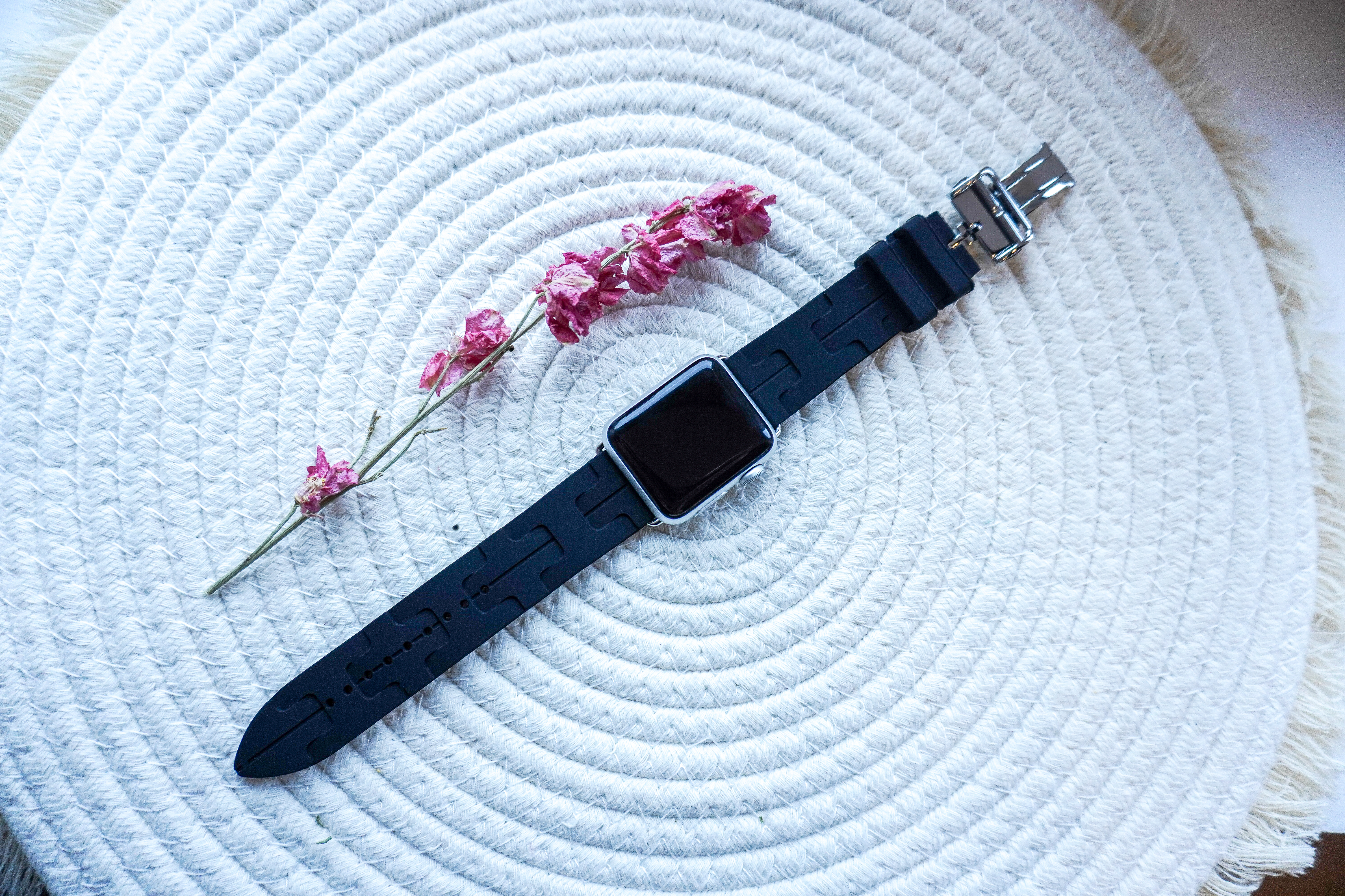 Cinturino sport Hermès simple tour kilim Apple Watch - nero