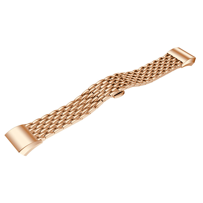Cinturino a maglie in acciaio con drago per Fitbit Charge 3 & 4 - oro rosa