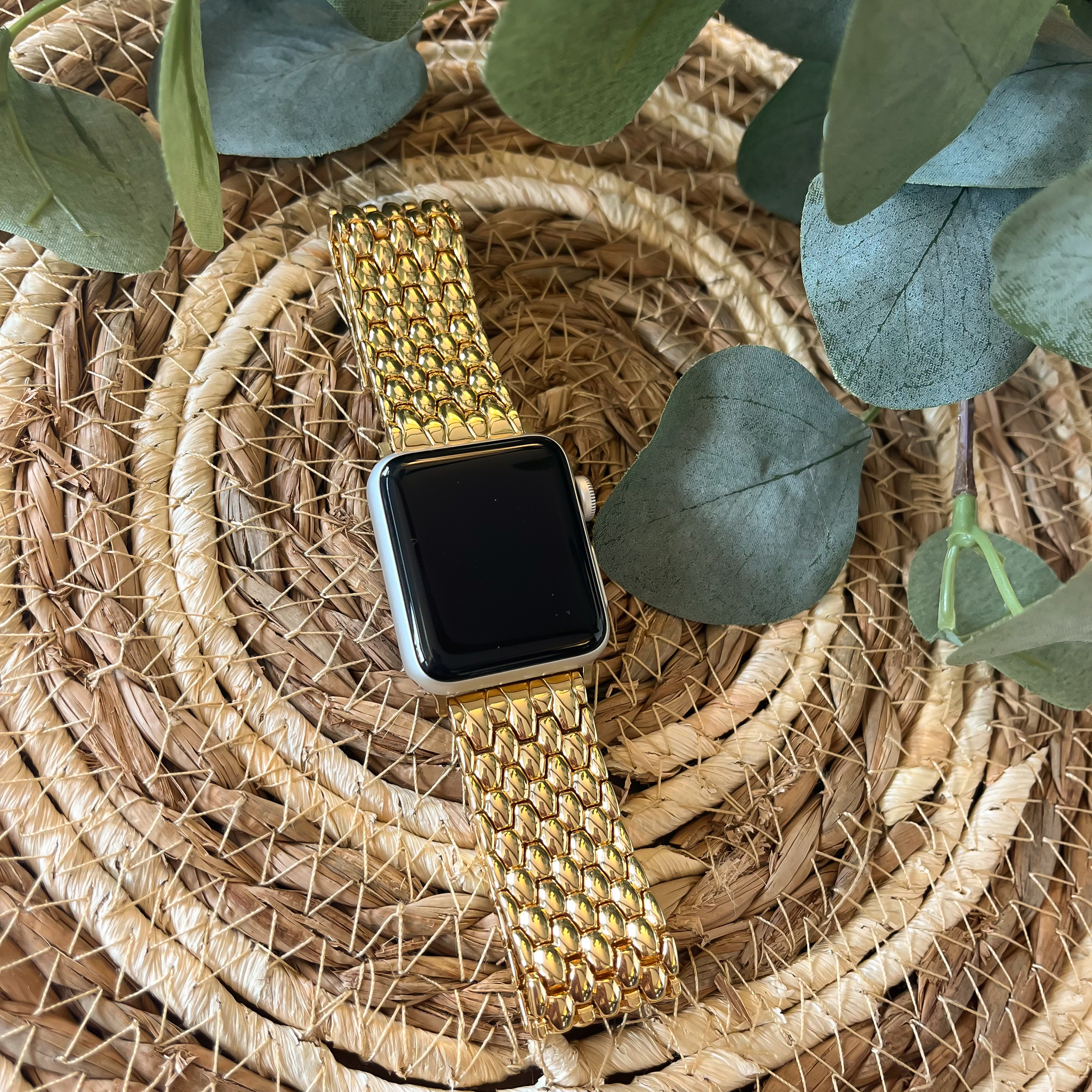 Cinturino a maglie in acciaio con drago Apple Watch - oro