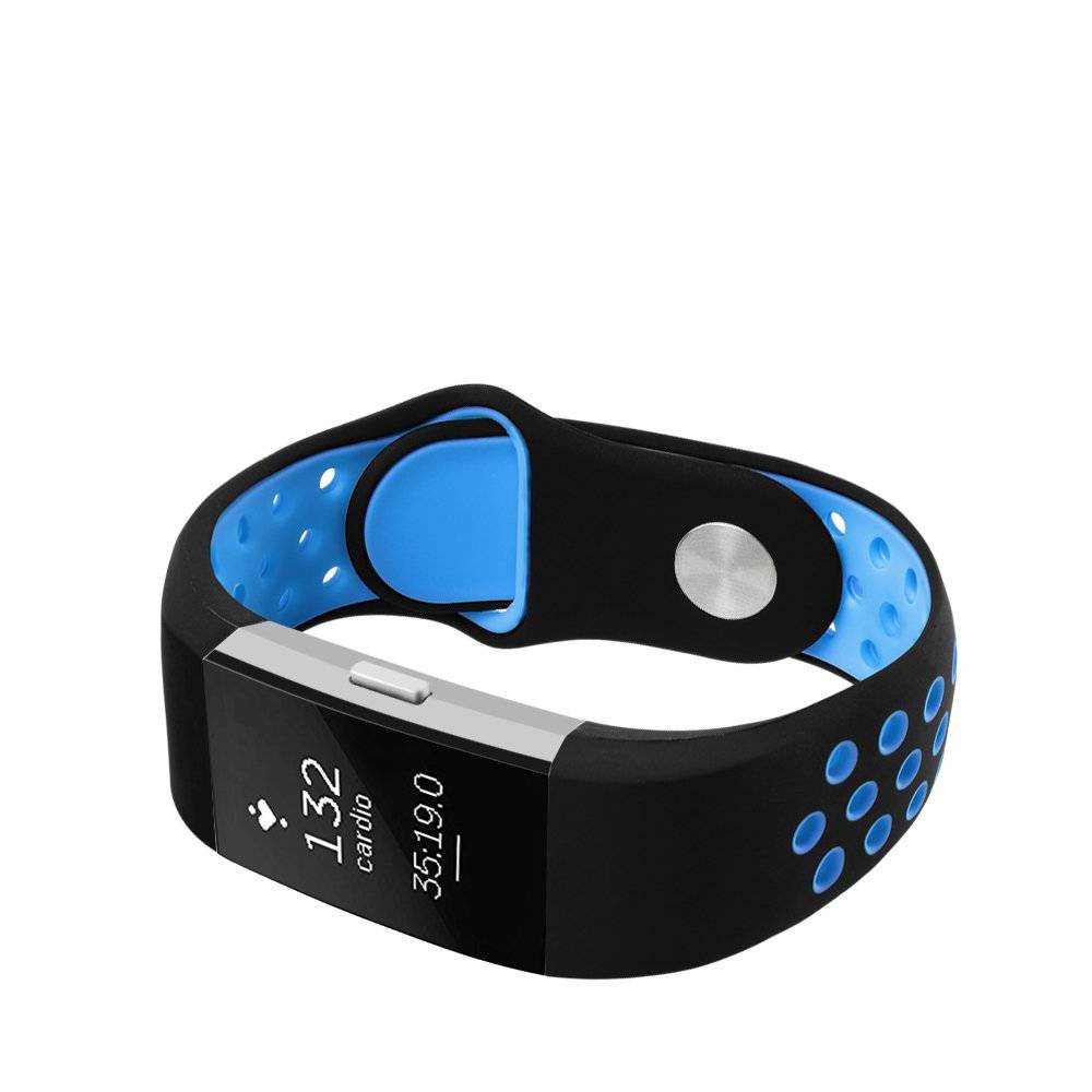 Cinturino doppio sport per Fitbit Charge 2 - nero blu