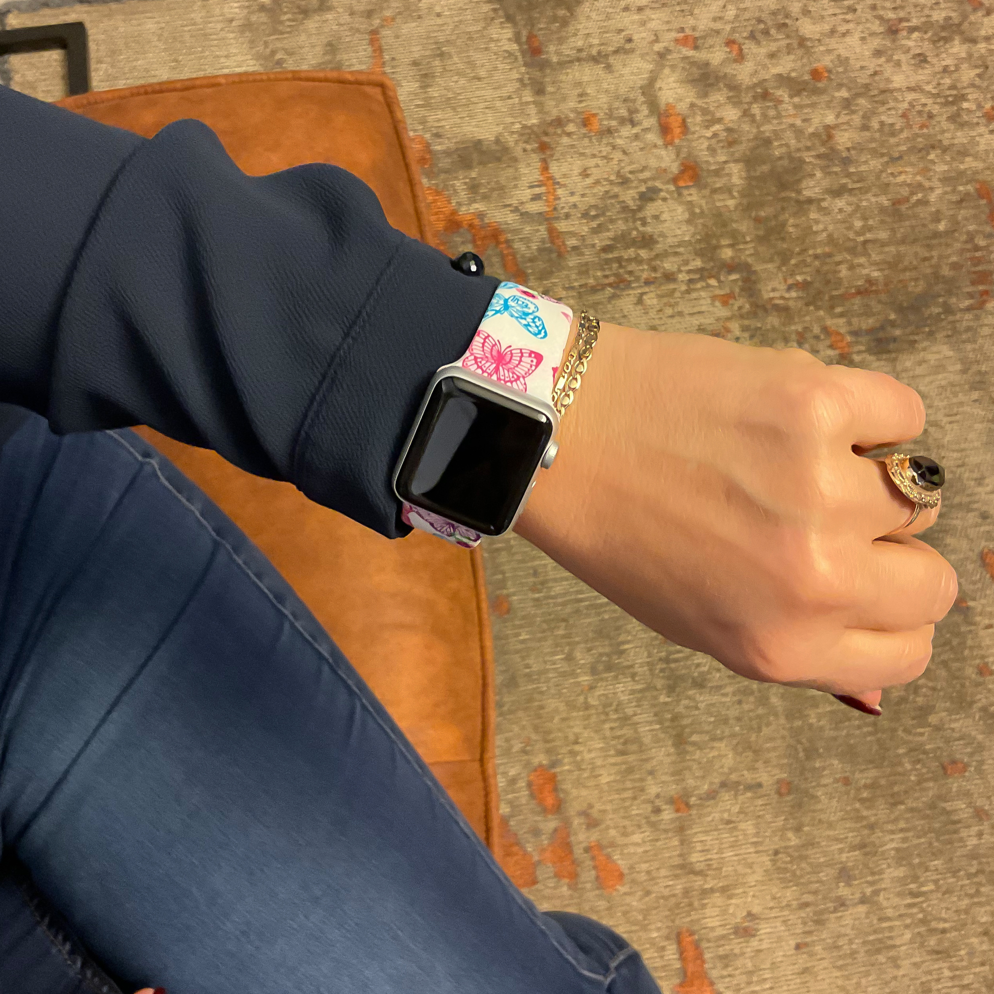 Cinturino sport con stampa per Apple Watch - rosa farfalla