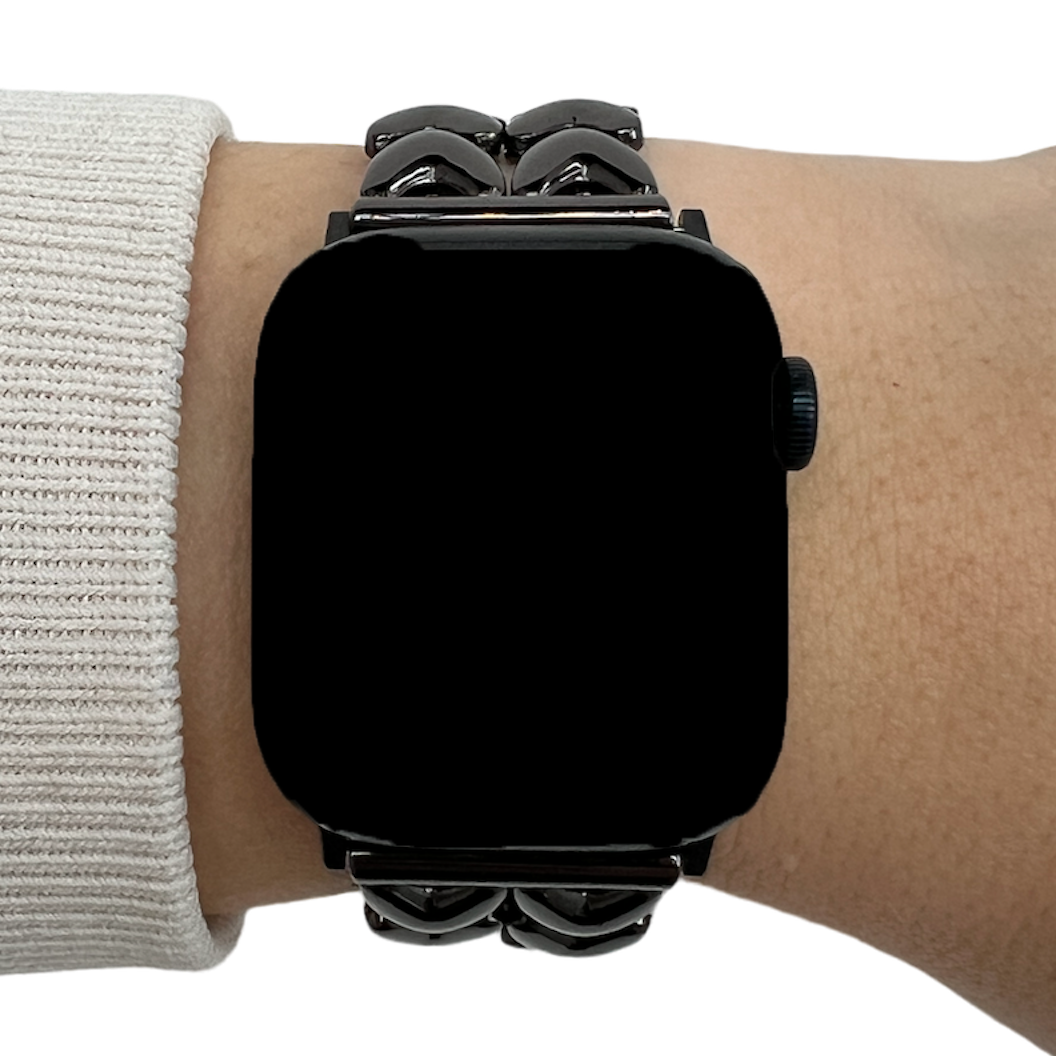Cinturino a maglie in acciaio a forma di cuore per Apple Watch - nero