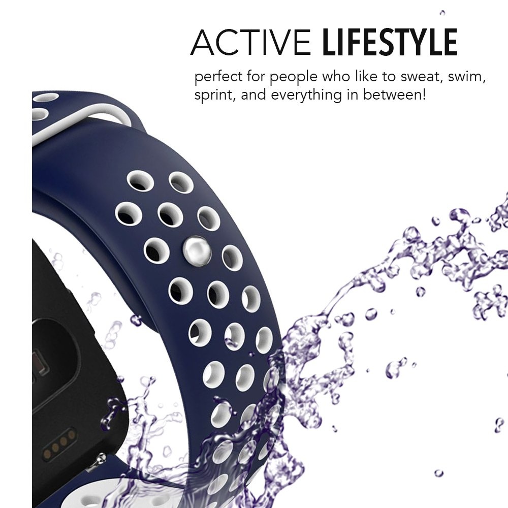Cinturino doppio sport per Fitbit Versa - blu scuro bianco