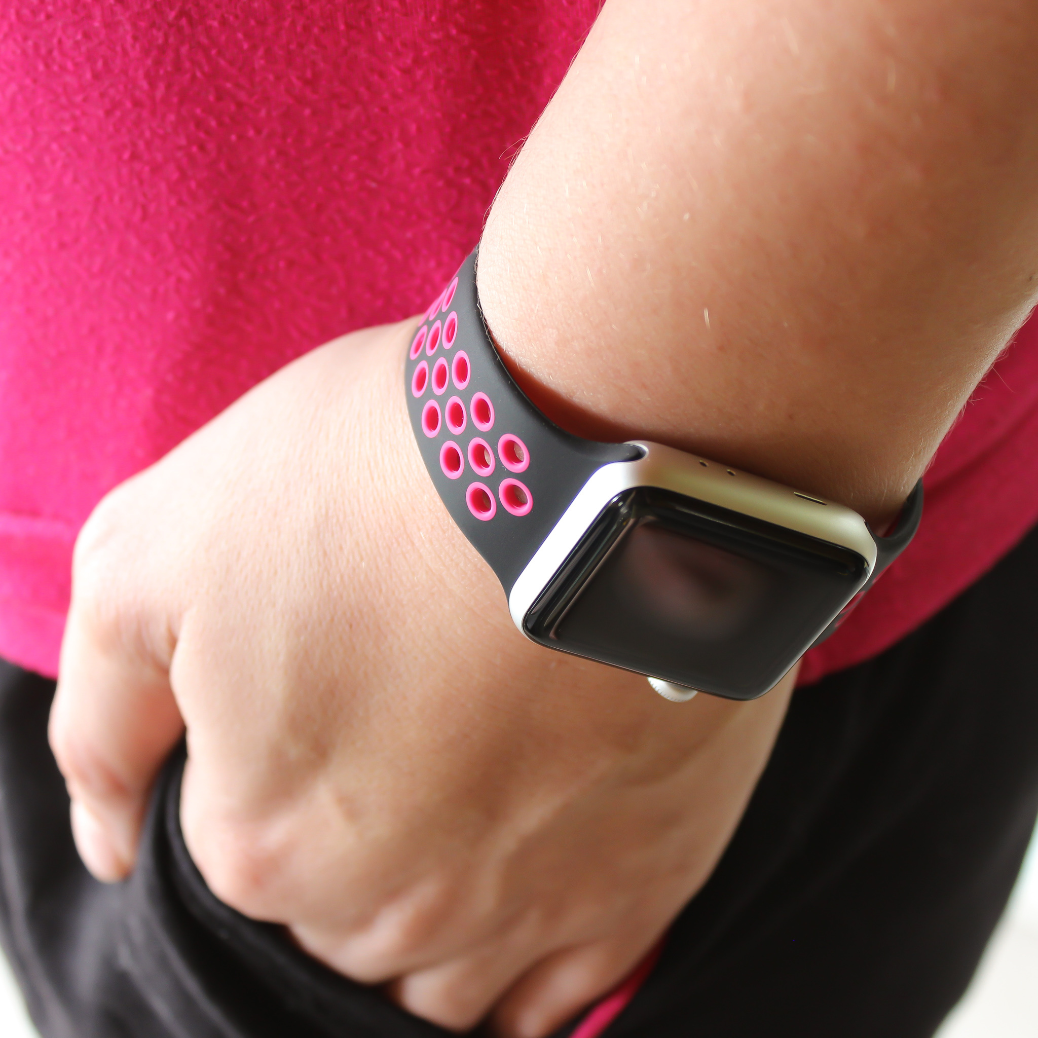 Cinturino doppio sport per Apple Watch - nero rosa