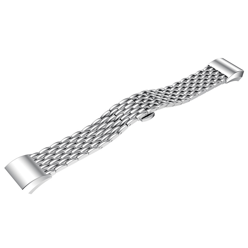 Cinturino a maglie in acciaio con drago per Fitbit Charge 2 - argento