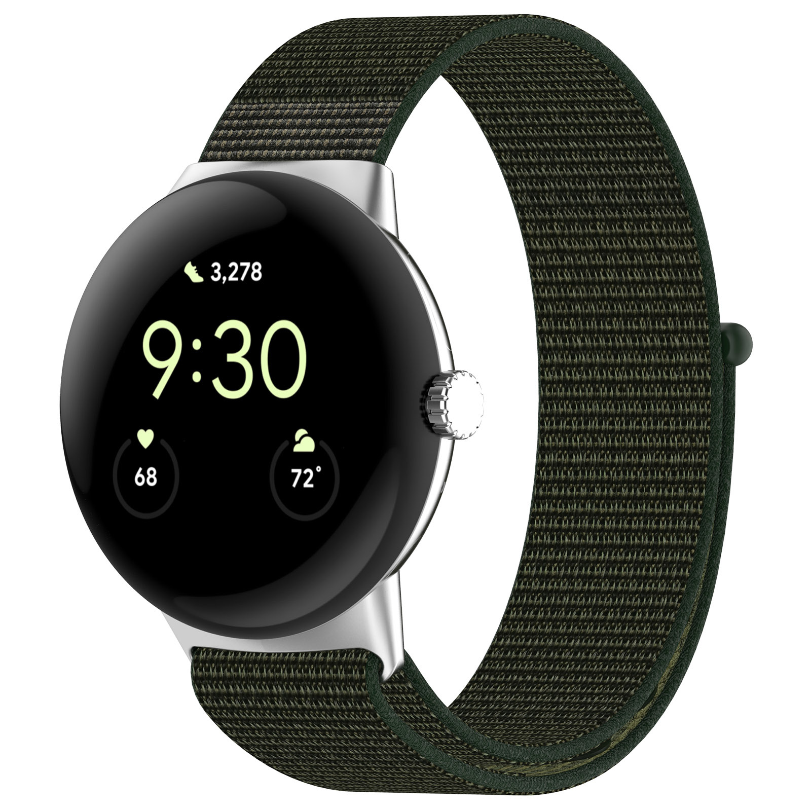 Cinturino nylon sport loop per Google Pixel Watch - verde