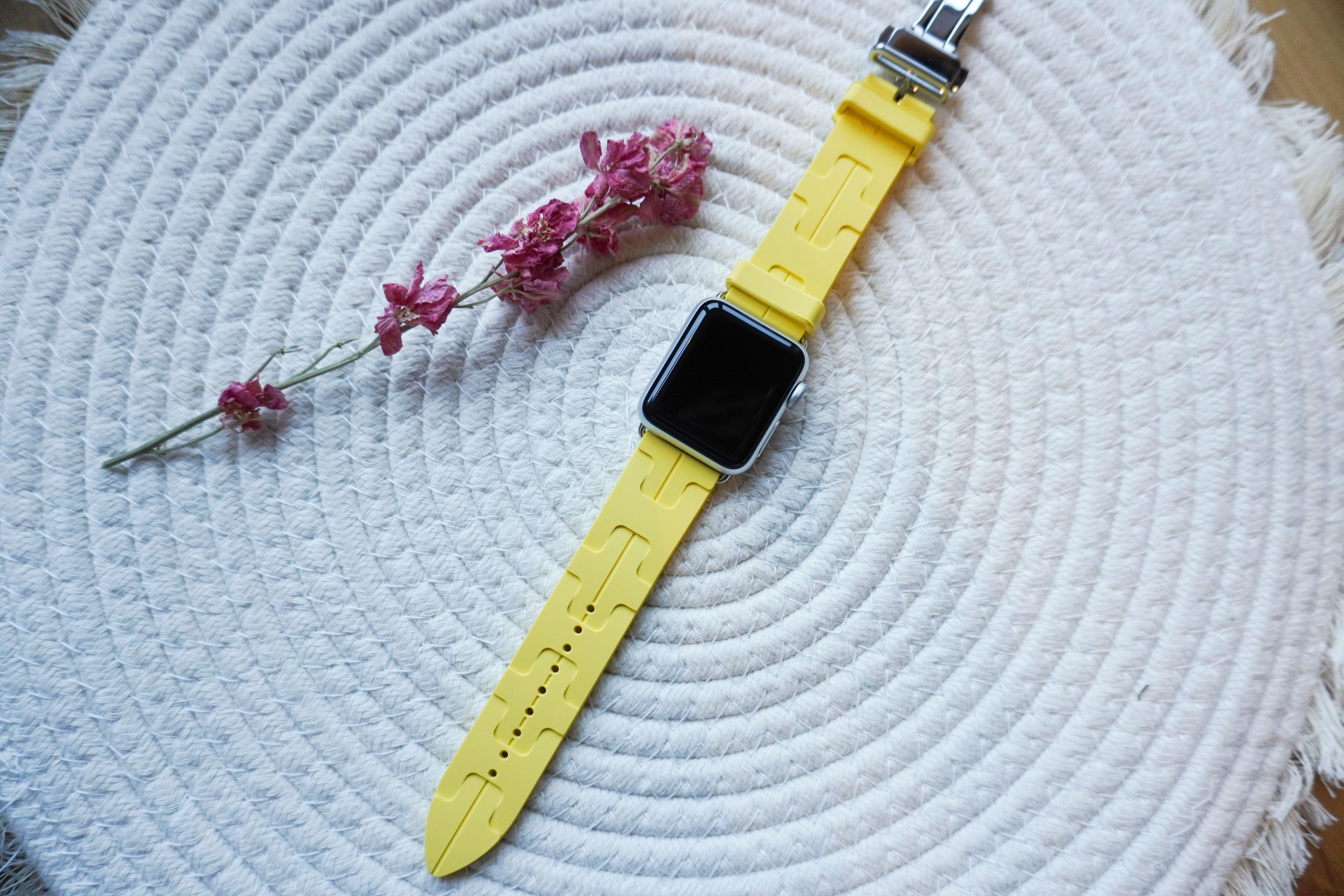 Cinturino sport Hermès simple tour kilim Apple Watch - giallo