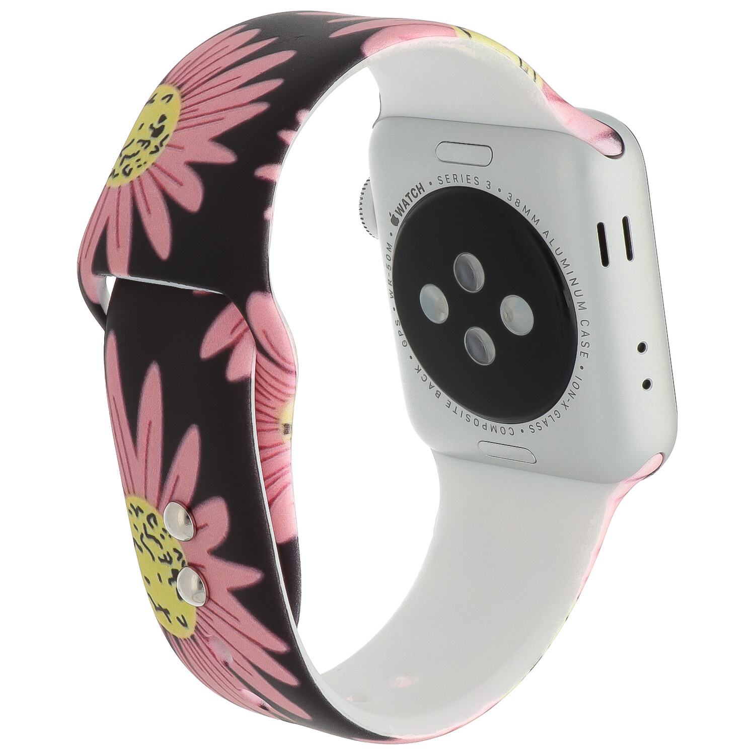 Cinturino sport con stampa per Apple Watch - margherita rosa