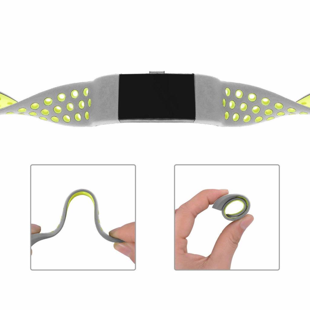 Cinturino doppio sport per Fitbit Charge 2 - grigio giallo
