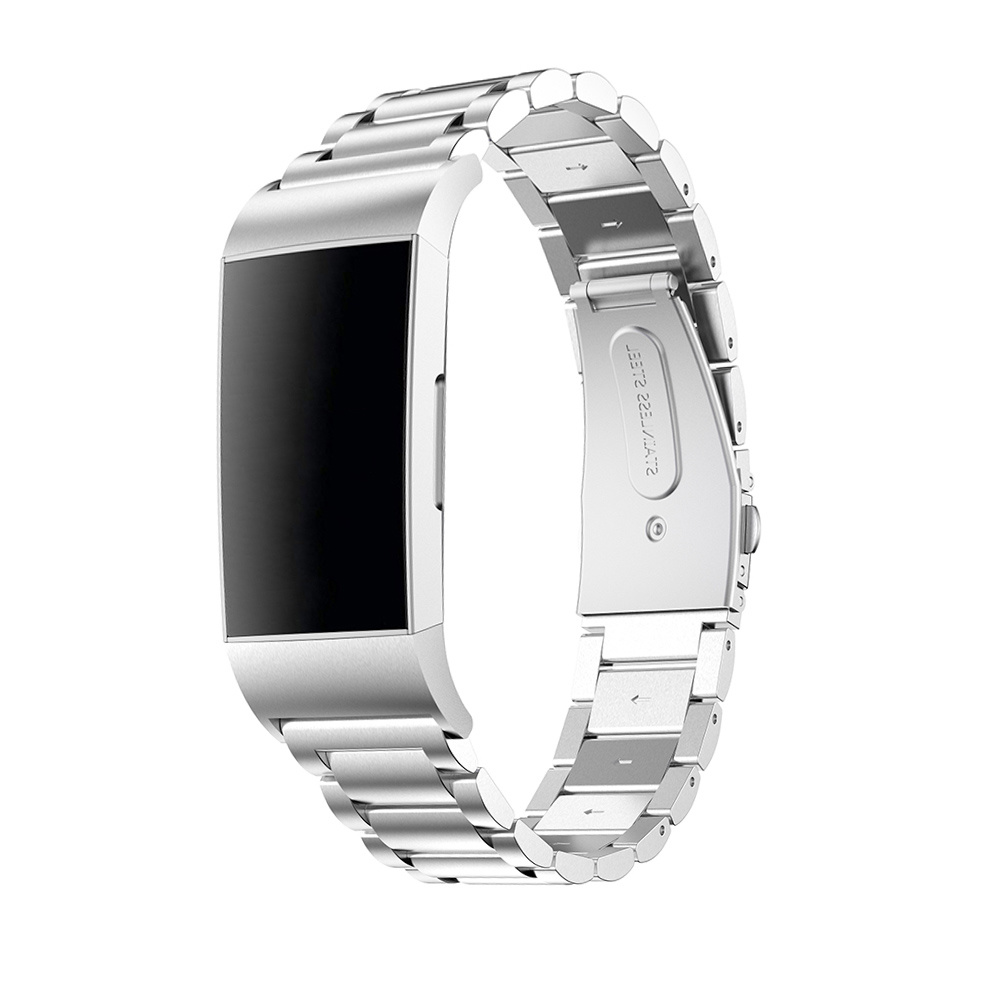Cinturino a maglie in acciaio con perline per Fitbit Charge 3 & 4 - argento