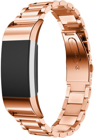 Cinturino a maglie in acciaio con perline per Fitbit Charge 2 - oro rosa