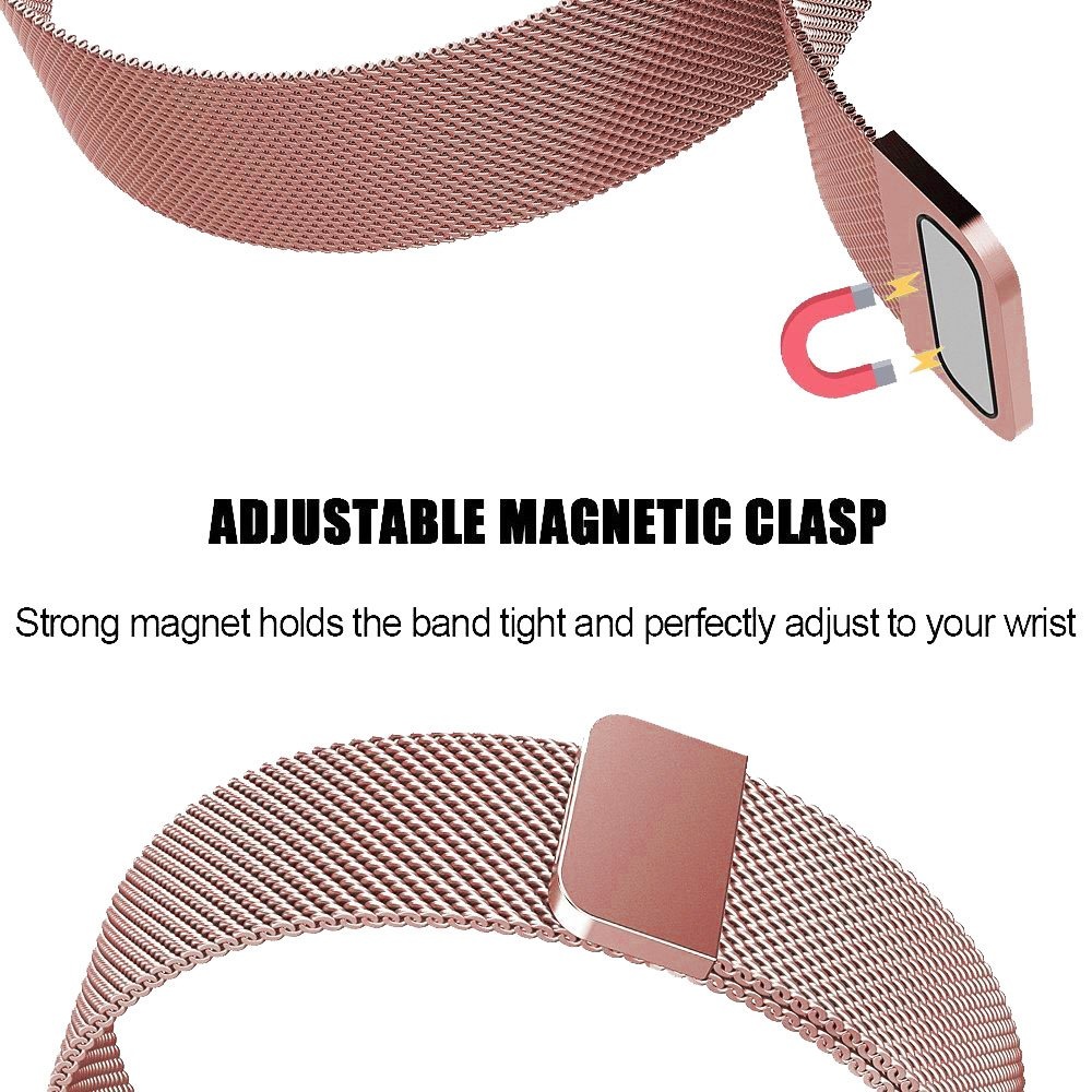 Cinturino loop in maglia milanese per Fitbit Versa - rosa rossa