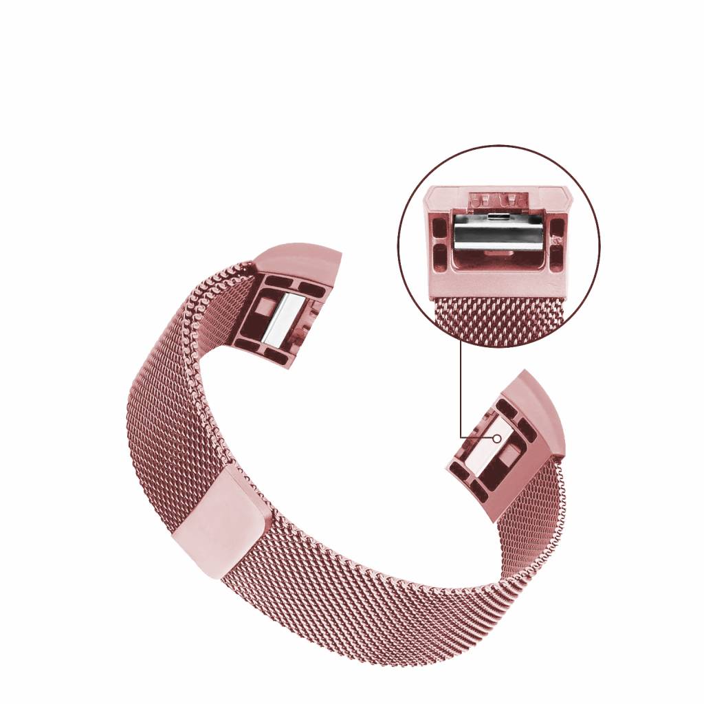 Cinturino loop in maglia milanese per Fitbit Charge 2 - rosa