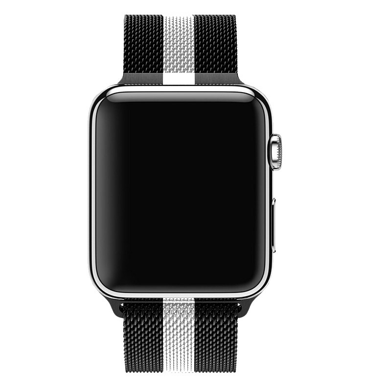 Cinturino loop in maglia milanese per Apple Watch - a righe bianche e nere
