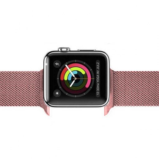 Cinturino loop in maglia milanese per Apple Watch - rosa rossa
