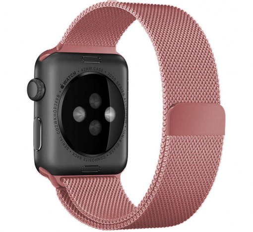 Cinturino loop in maglia milanese per Apple Watch - rosa rossa