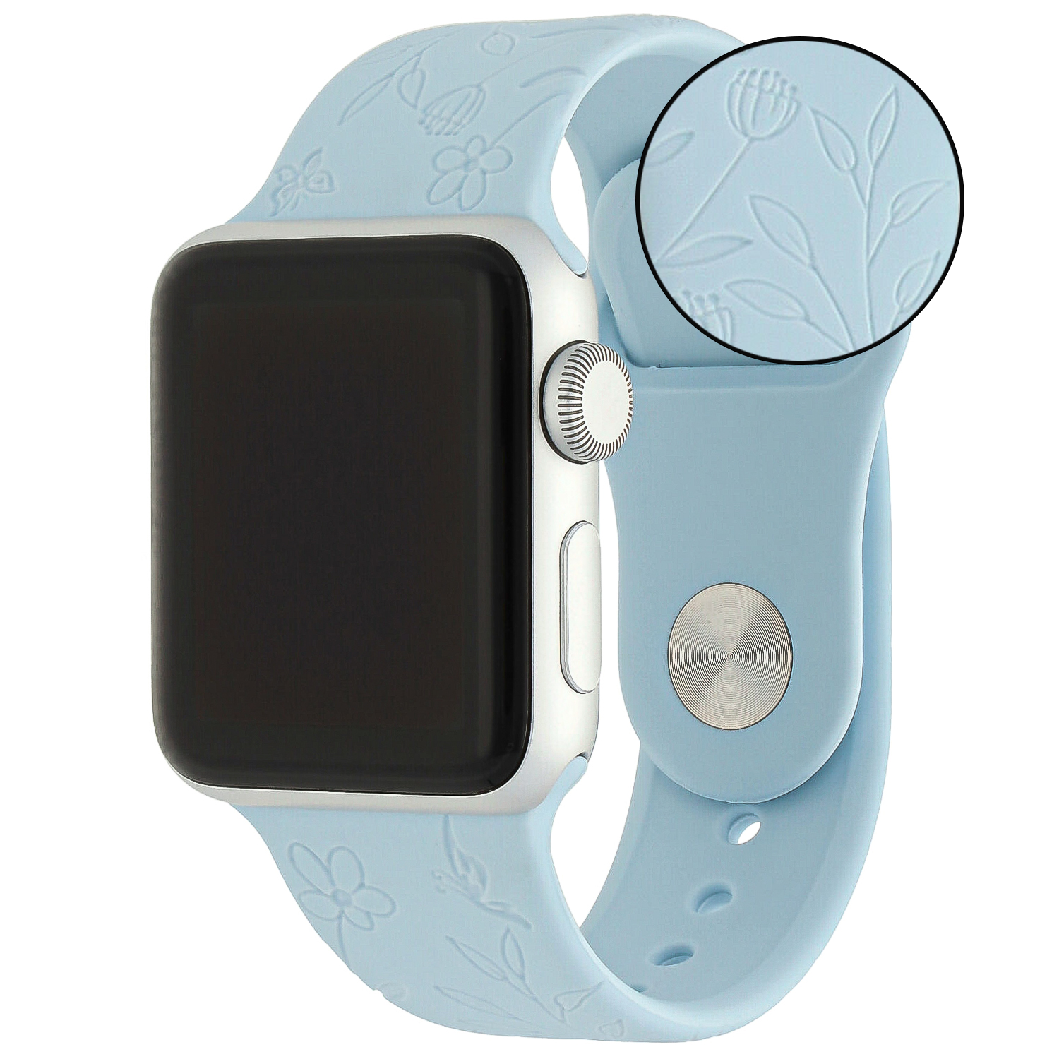 Cinturino sport con stampa per Apple Watch - blu floreale