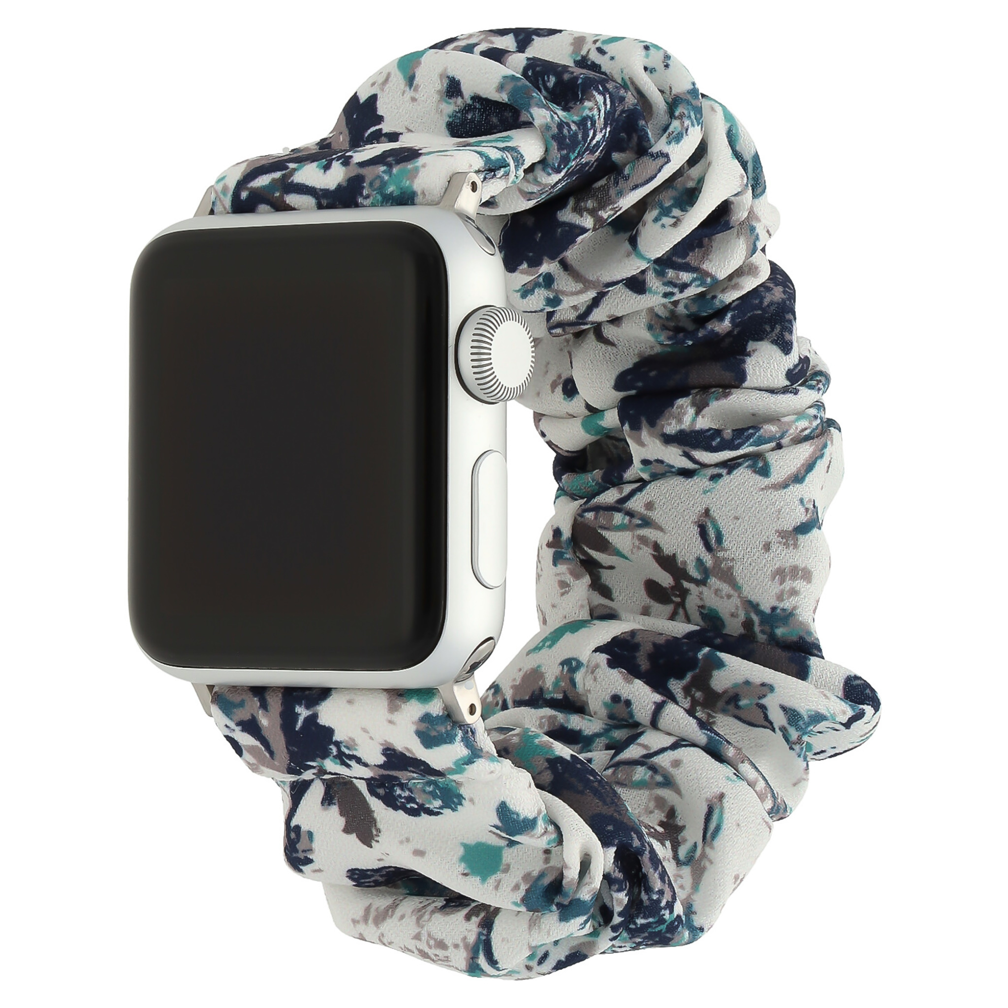 Cinturino elastico in nylon per Apple Watch - bianco con foglie