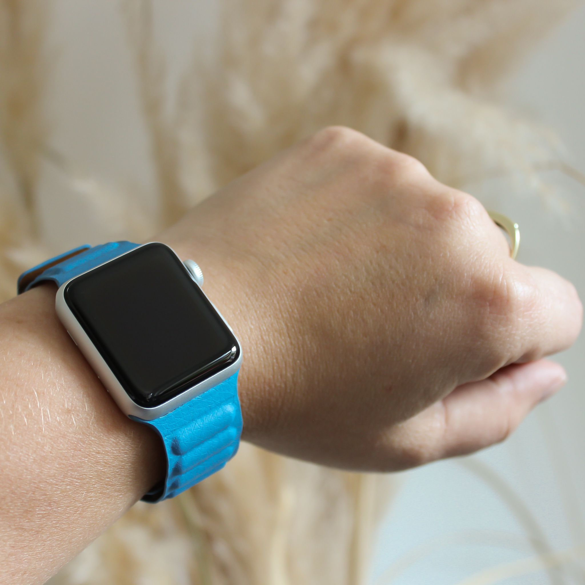 Cinturino singolo in pelle per Apple Watch - blu mantello