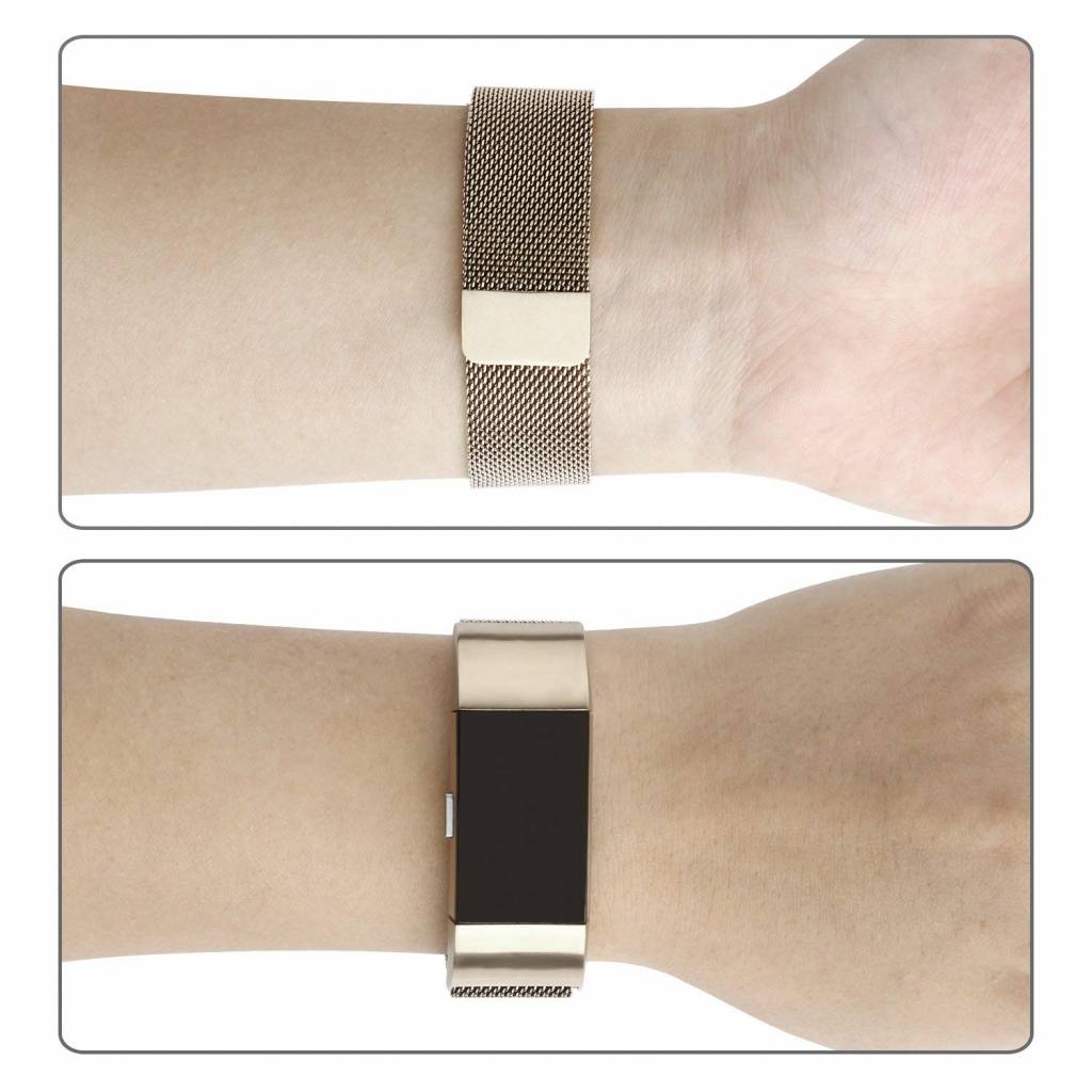 Cinturino loop in maglia milanese per Fitbit Charge 2 - champagne