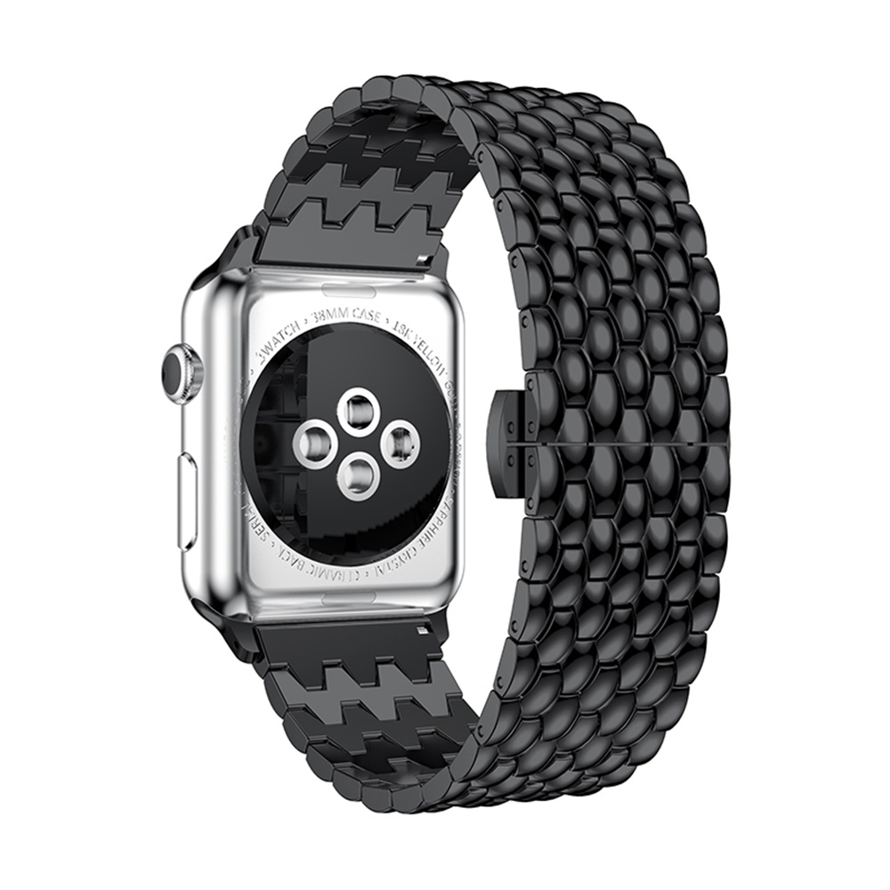 Cinturino a maglie in acciaio con drago Apple Watch - nero