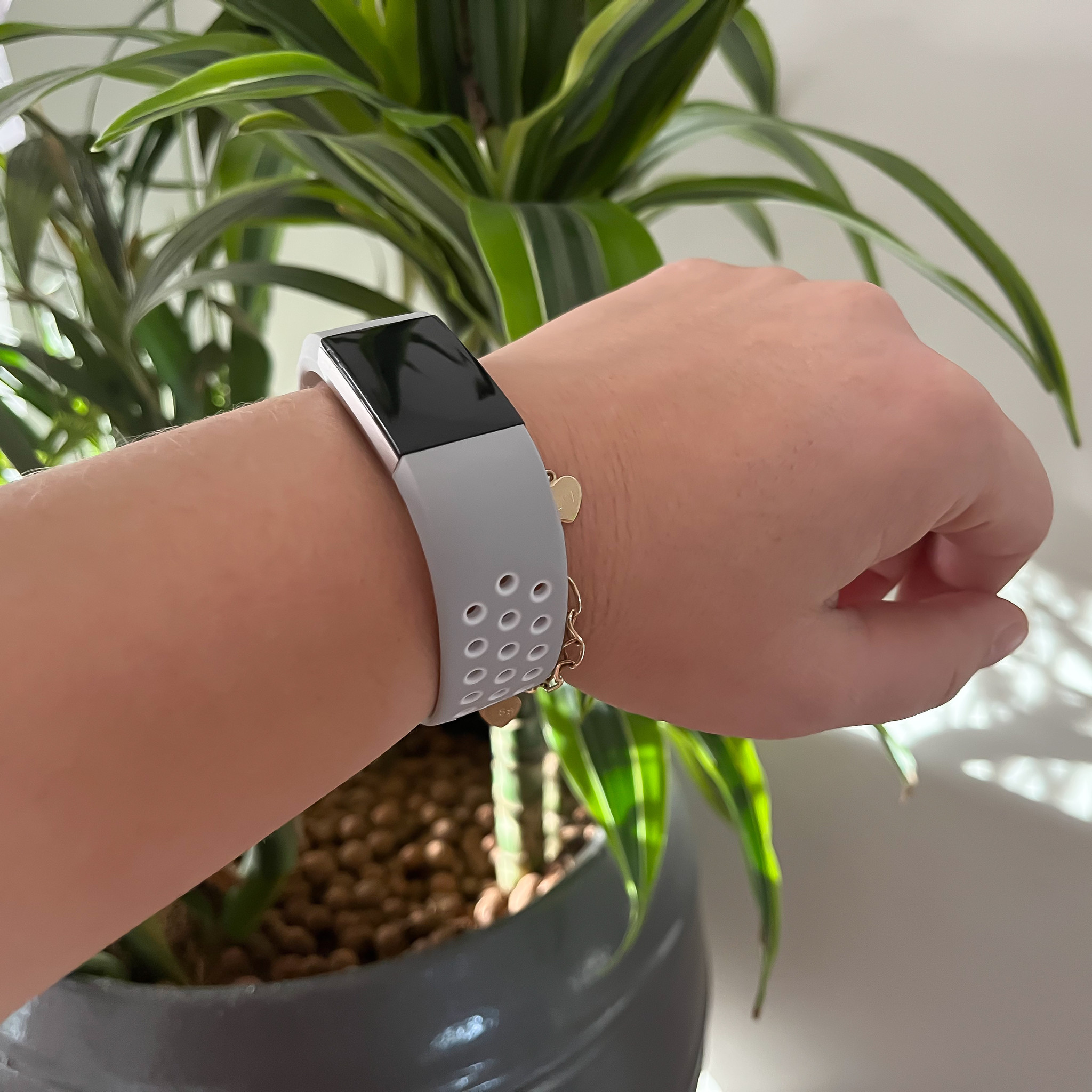 Cinturino doppio sport per Fitbit Charge 2 - grigio bianco