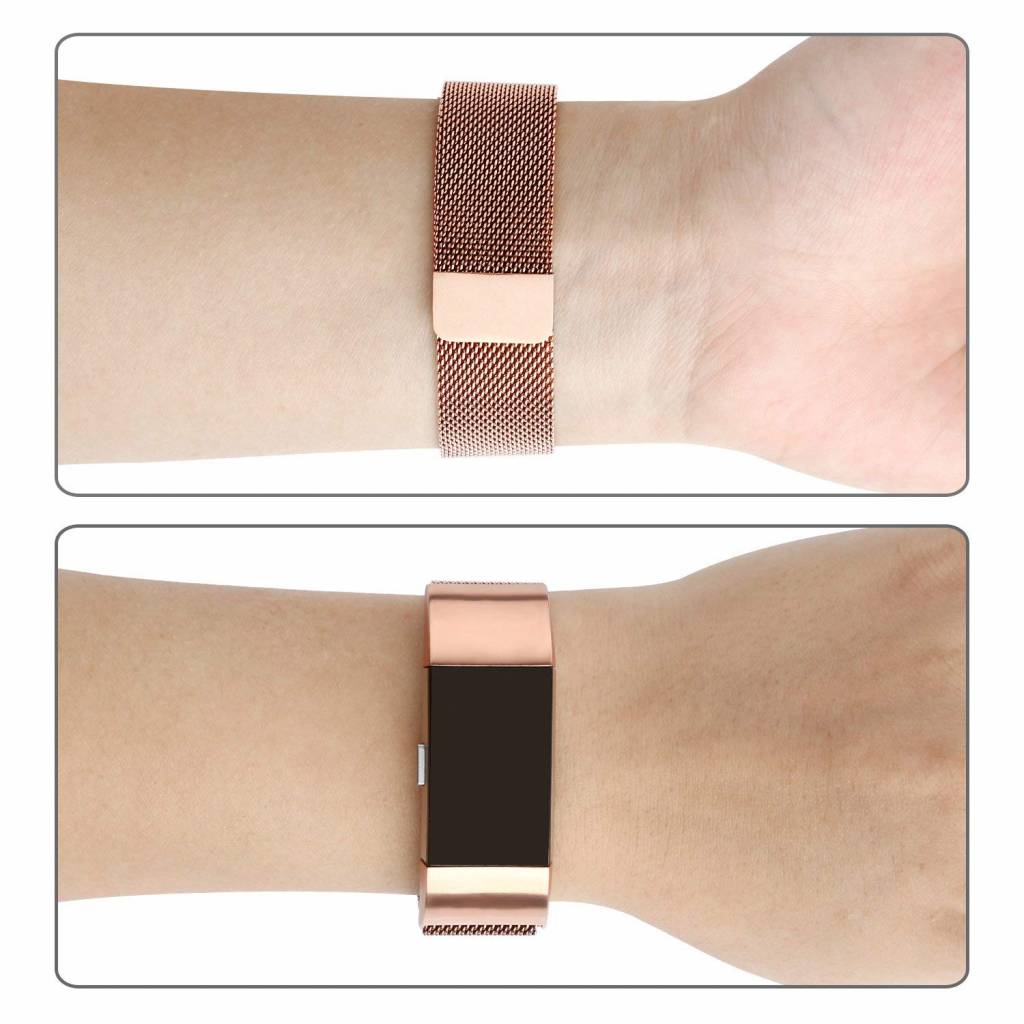 Cinturino loop in maglia milanese per Fitbit Charge 2 - oro rosa