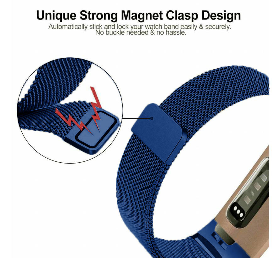 Cinturino loop in maglia milanese per Fitbit Charge 3 & 4 - blu