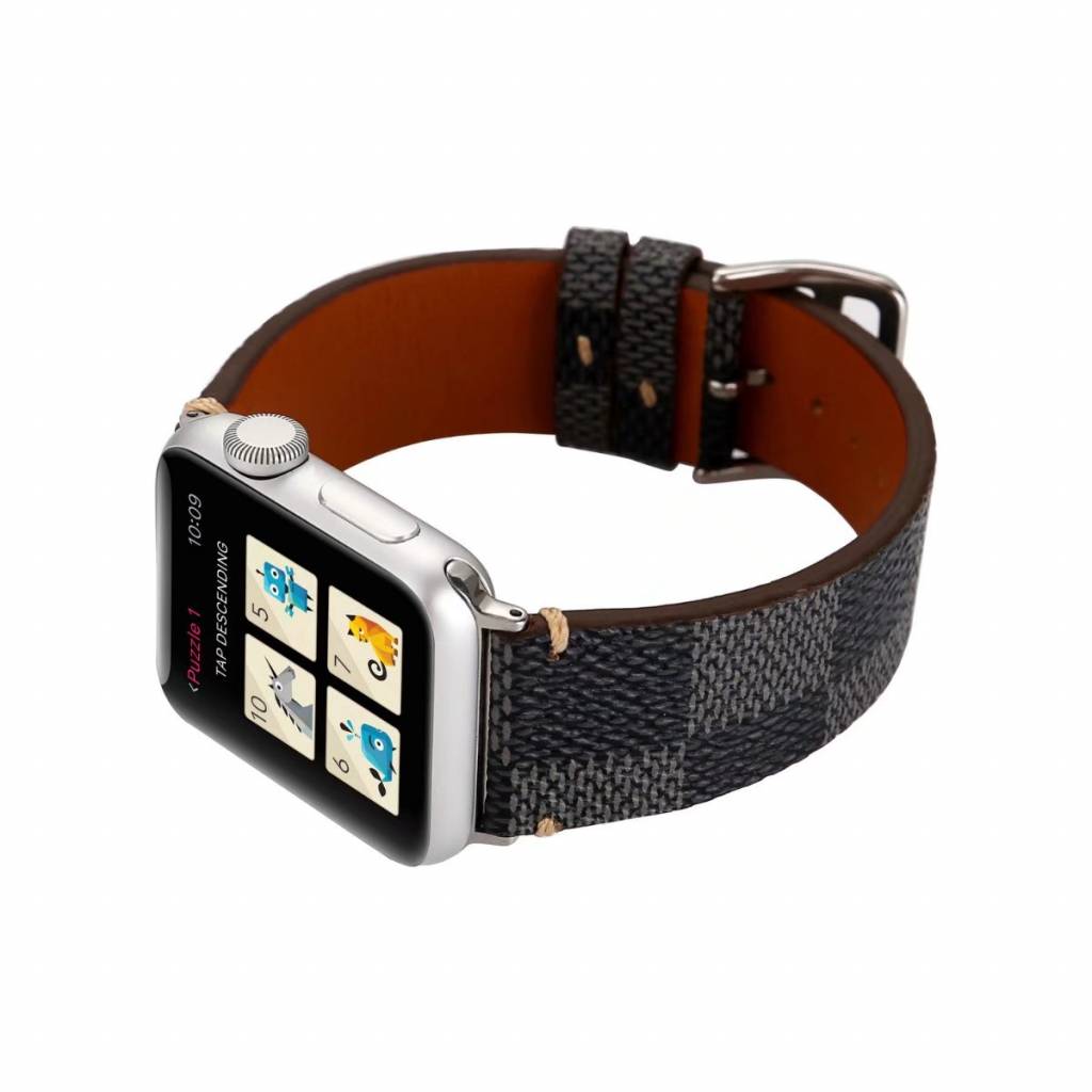 Cinturino a griglia in pelle per Apple Watch - nero