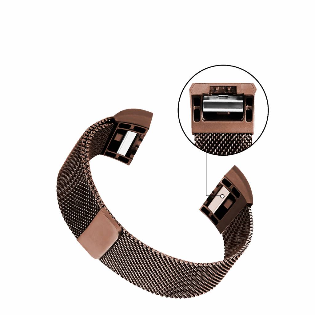 Cinturino loop in maglia milanese per Fitbit Charge 2 - marrone