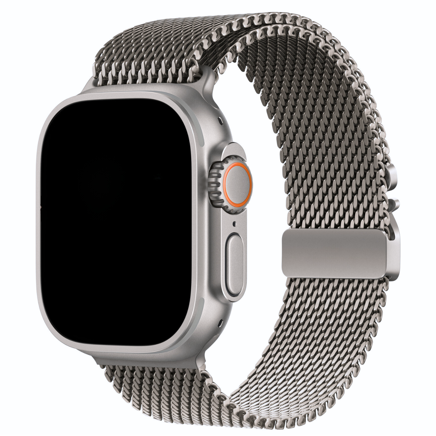 Cinturino loop in fibbia milanese per Apple Watch - titanio argento