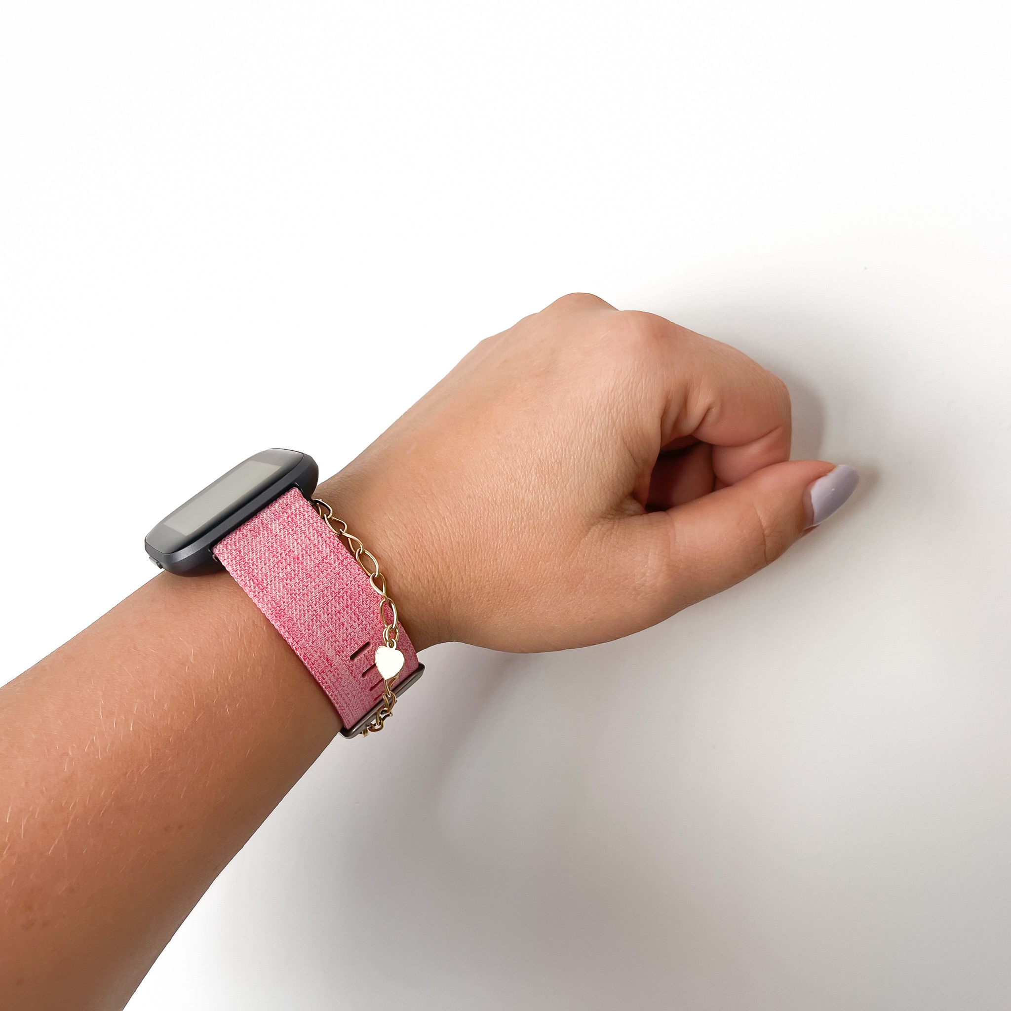 Cinturino con fibbia in nylon per Fitbit Versa - rosa